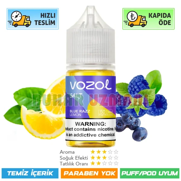 Vozol Blue Razz Lemon Salt Likit 30ml