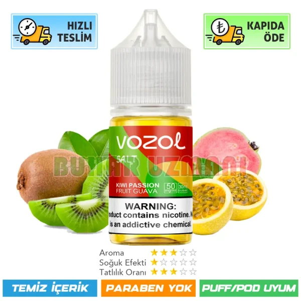 Vozol Kiwi Guava Passion Fruit Salt Likit 30ml