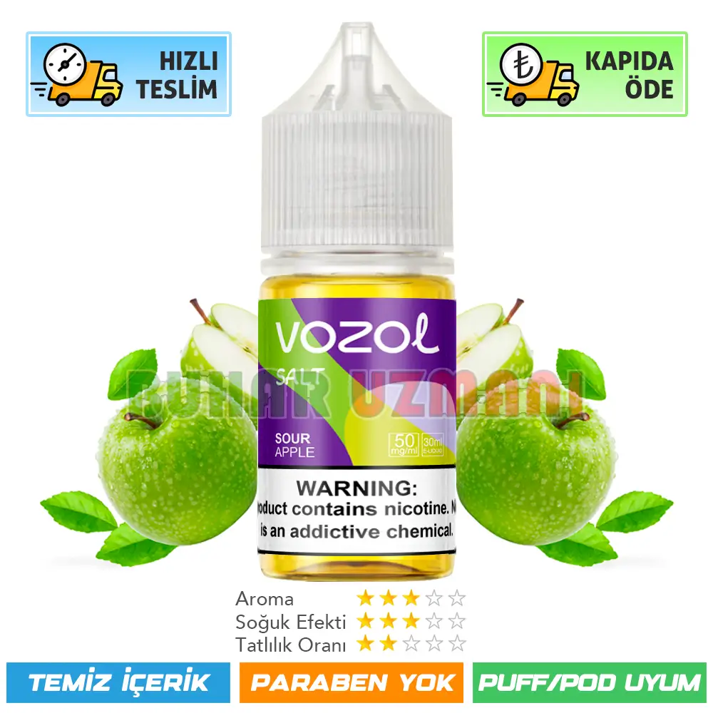 Vozol Sour Apple Salt Likit 30ml