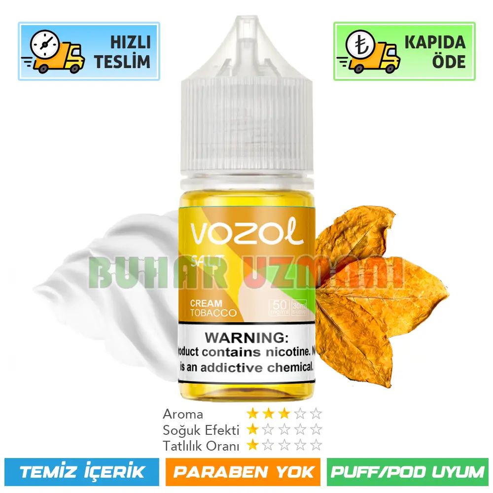 Vozol Cream Tobacco Salt Likit 30ml