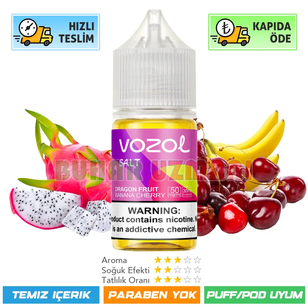 Vozol Dragon Fruit Banana Cherry Salt Likit 30ml