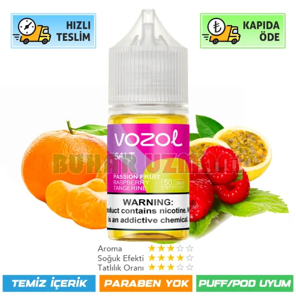 Vozol Passion Fruit Raspberry Tangerine Salt Likit 30ml